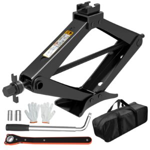 imaycc scissor jack for car/suv/mpv - heavy duty 3.0 ton (6614 lbs) car jack kit with hand crank trolley lifter, portable emergency tire change kit with wheel wrench.