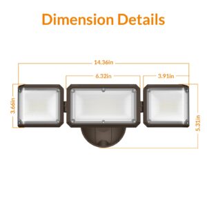 LEPOWER 42W Flood Lights Outdoor - 4200LM High Brightness LED Security Lights Outdoor with 3 Heads, Switch Controlled Exterior Flood Light & 220° Wide Angle, IP65 Waterproof for Garage, Yard, Porch