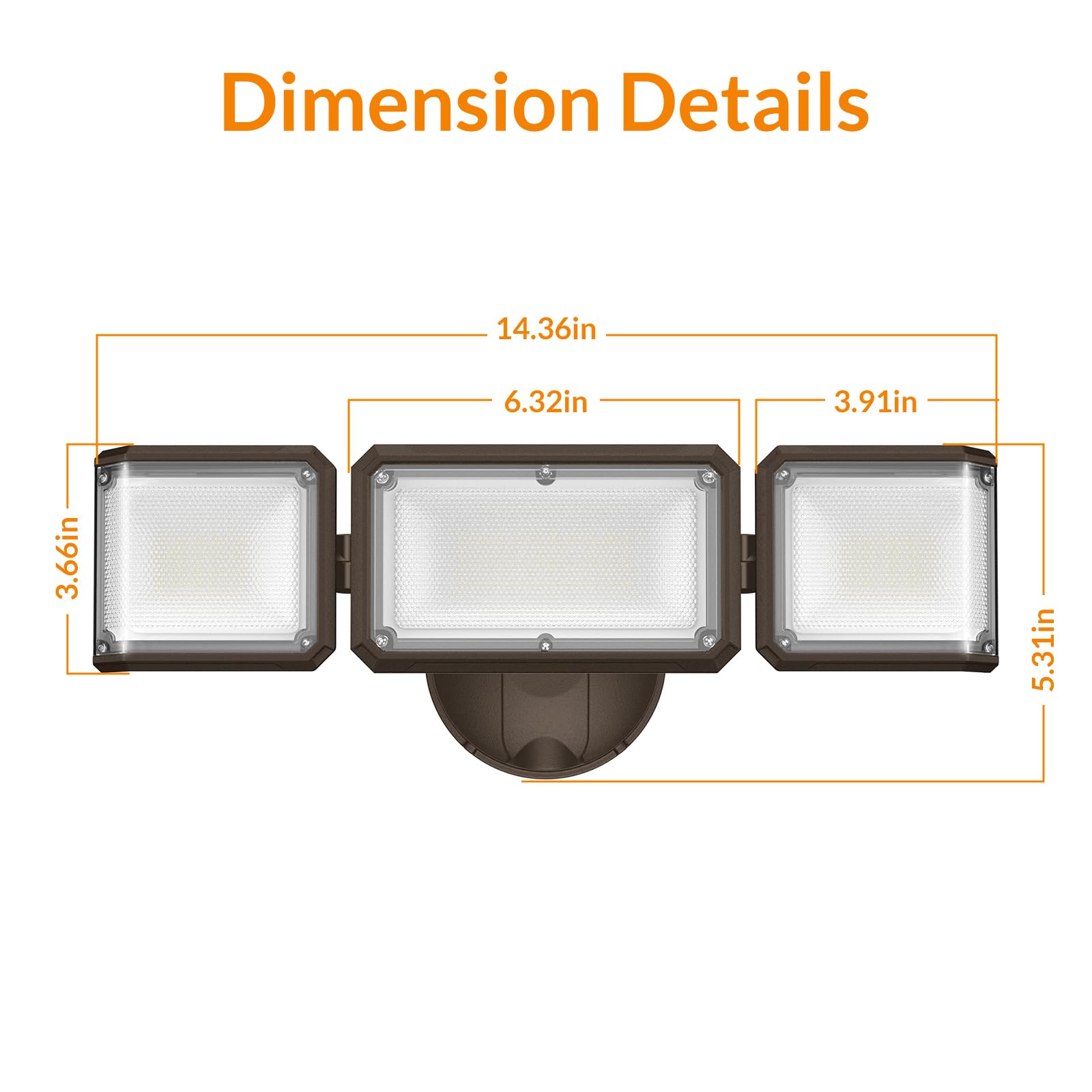 LEPOWER 42W Flood Lights Outdoor - 4200LM High Brightness LED Security Lights Outdoor with 3 Heads, Switch Controlled Exterior Flood Light & 220° Wide Angle, IP65 Waterproof for Garage, Yard, Porch