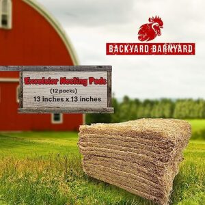 Backyard Barnyard 12 Pack Chicken Nesting Box Pad Made in USA! 13 x 13 Excelsior Liner for Coop Aspen Hay Fiber Poultry Bedding for Egg Laying Hens Pollos Chook