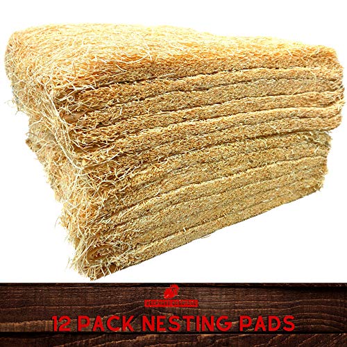 Backyard Barnyard 12 Pack Chicken Nesting Box Pad Made in USA! 13 x 13 Excelsior Liner for Coop Aspen Hay Fiber Poultry Bedding for Egg Laying Hens Pollos Chook