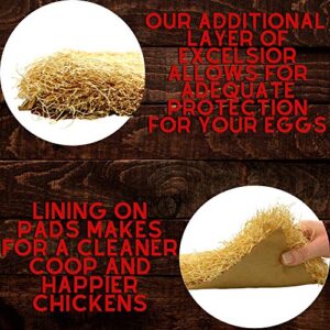 Backyard Barnyard 12 Pack Chicken Nesting Box Pad Made in USA! 13 x 13 Excelsior Liner for Coop Aspen Hay Fiber Poultry Bedding for Egg Laying Hens Pollos Chook