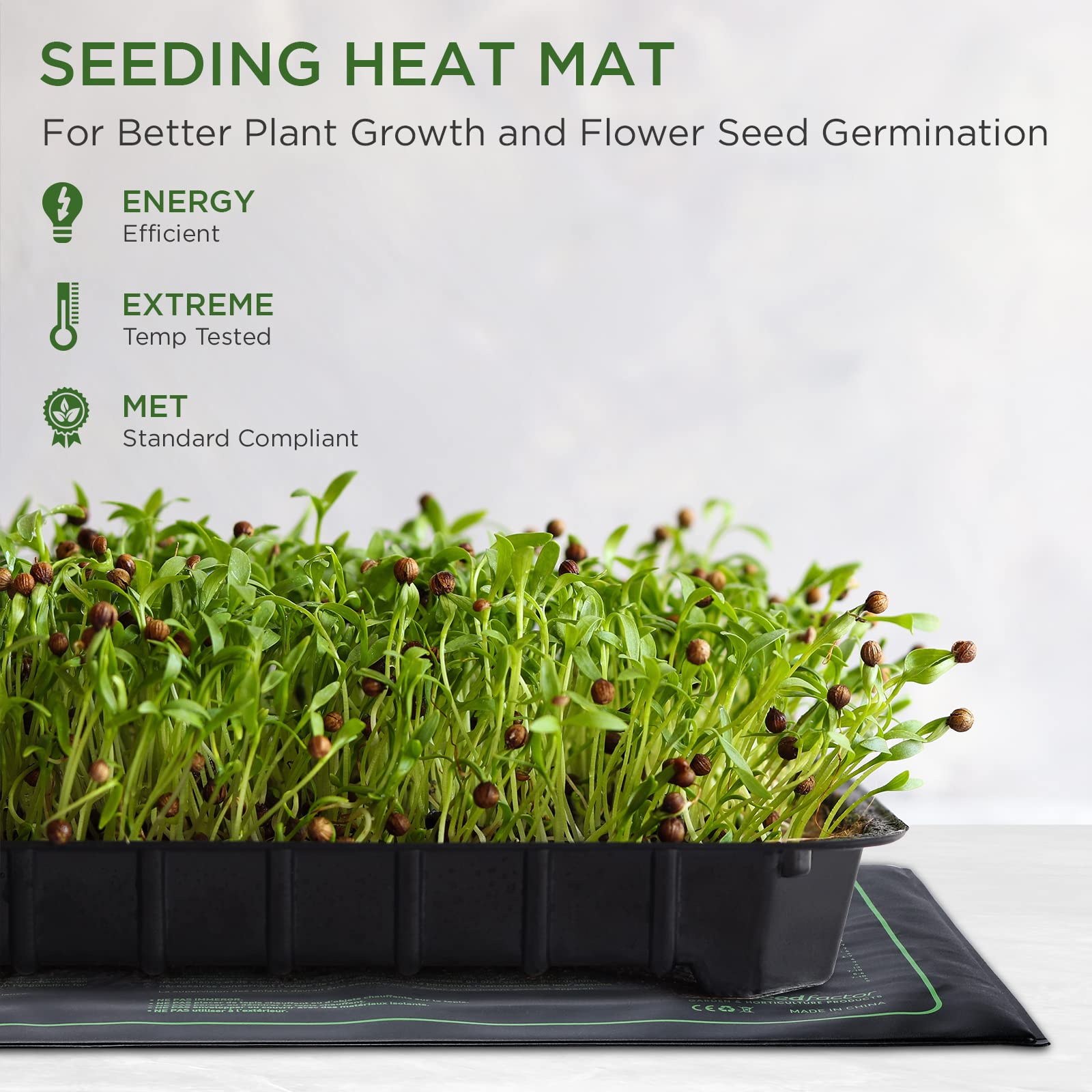 MET Certified Seedling Heat Mat, Seedfactor Adjustable Temperature Waterproof Durable Germination Station Heat Mat, Warm Hydroponic Heating Pad for Indoor Home Gardening Seed Starter