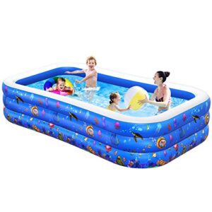 inflatable swimming pool, kiddie pool, family lounge pool for kids, adult, infant, toddlers, 120" x 72" x 22" thickened blow up pool, easy set swimming pool for outdoor, backyard, garden