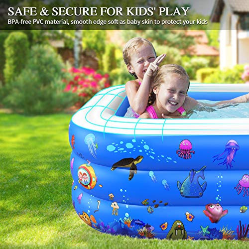 Inflatable Swimming Pool, Kiddie Pool, Family Lounge Pool for Kids, Adult, Infant, Toddlers, 120" X 72" X 22" Thickened Blow Up Pool, Easy Set Swimming Pool for Outdoor, Backyard, Garden