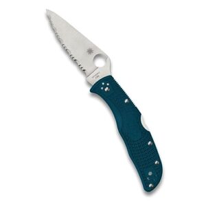 spyderco endela lightweight folding knife with k390 premium steel blade and durable blue frn handle - spyderedge - c243fsk390