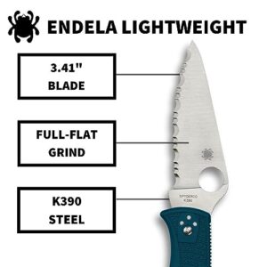Spyderco Endela Lightweight Folding Knife with K390 Premium Steel Blade and Durable Blue FRN Handle - SpyderEdge - C243FSK390