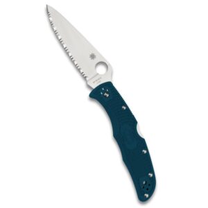 spyderco endura 4 lightweight folding knife with k390 premium steel blade and durable blue frn handle - c10fsk390