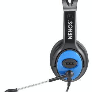 NENOS Computer Headset with Microphone Computer Headphones with Noise-Canceling Microphone Wired Headset for Business Meetings, Online Classes, Webinars Comfortable and Ergonomic