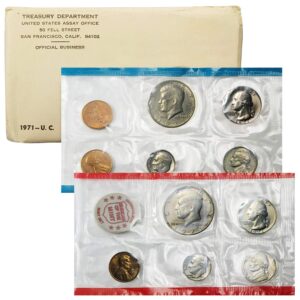 1971 united states mint set - sealed 10 coin set uncirculated