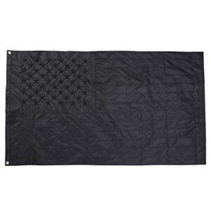 All Black American Flag 3x5 ft Outdoor - Embroidered Stars, Sewn Stripes, Brass Grommets Blackout Tactical US Black Flag, Heavy Duty 300D Nylon USA Flag