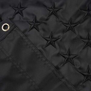 All Black American Flag 3x5 ft Outdoor - Embroidered Stars, Sewn Stripes, Brass Grommets Blackout Tactical US Black Flag, Heavy Duty 300D Nylon USA Flag