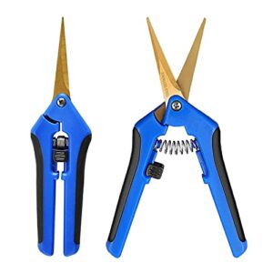 beadnova trimming scissors pruning scissors bud trimming scissors with curved precision blades weed flower bonsai trimming shears for plant garden floral (blue, 2 pcs)
