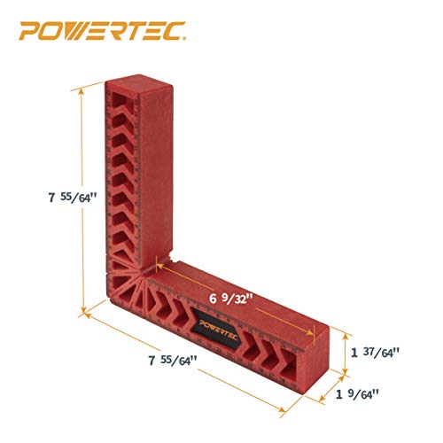 POWERTEC 71628 90 Degree Positioning Squares, Woodworking Tools for Right Angle Corner Clamps, Carperter Tools for Cabinets, Picture Frames and Boxes, 8" Set of 4