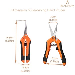 BEADNOVA Trimming Scissors Gardening Scissors Pruning Snips Garden Sheers Trim Scissors Plant Trimmers Pruners for Gardening (Green Orange, 2 Pcs)