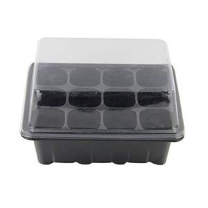 12 holes plastic nursery pot grow container sprout plate with transparent lids for gardening flower cultivation planting containers 5pcs (black)