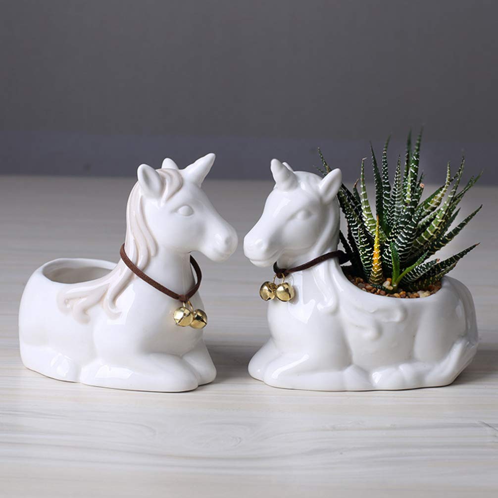 1pc Mini Succulent Pot indoor planters animal flower pot Flower planting Pot decorative pot planter unicorn Planter flower pot table decoration garden planters white cactus Cartoon