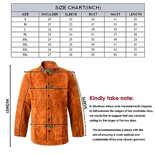 ANTAITHER Premium Leather Welding Jacket for Men & Women - Ultimate Heat & Flame Protection and Ensuring Safety (M)