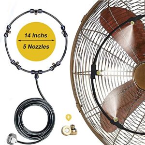 Meikelion Outdoor Misting Fan Kit Mist Cooling System Fan Kit for a Cool Patio Breeze 23FT (7M) Misting Line + 5 Copper Metal Mist Nozzles + a Copper Metal Connector(3/4'') Fit to Any Outdoor Fan