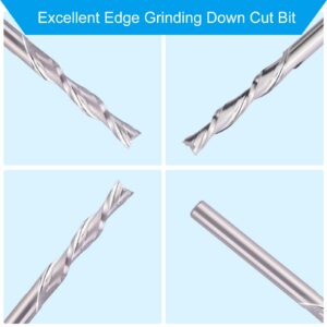 HQMaster Downcut Bit 1/8" Shank Down Cut Spiral CNC Router Bits End Mill Tungsten Carbide Milling Cutter Set 5 Pack (3.175mm)