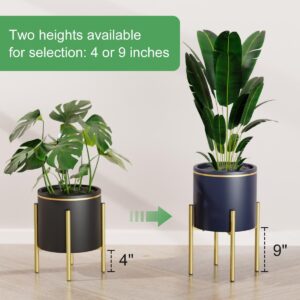H HOMEXIN Adjustable Plant Stand Indoor, Metal Plant Stand 8 to 12 Inches, Single Floor Plant Pot Stand Mid Century Plant Holder for Indoor Outdoor Plants - Gold (Pot Not Include