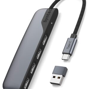 USB C to USB Hub 4 Ports, Syntech Type C to USB 3.0 Hub with a USB C to USB Adapter (USB 2.0), Thunderbolt 3 to USB Hub, iPad Pro, iMac