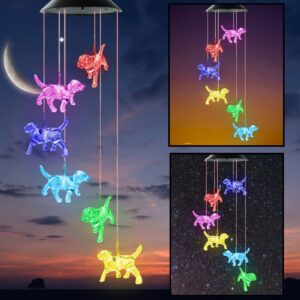 vency dog solar string lights wind chimes pet gifts outdoor mobile colors changing labrador solar wind chimes ornaments christmas decorations led lights for patio yard garden home decor