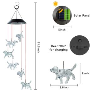 Vency Dog Solar String Lights Wind Chimes Pet Gifts Outdoor Mobile Colors Changing Labrador Solar Wind Chimes Ornaments Christmas Decorations LED Lights for Patio Yard Garden Home Decor