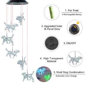 Vency Dog Solar String Lights Wind Chimes Pet Gifts Outdoor Mobile Colors Changing Labrador Solar Wind Chimes Ornaments Christmas Decorations LED Lights for Patio Yard Garden Home Decor