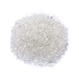 TWINKLING High Luster Fire Glass Gravel Stone Glitter,Broken Glass,Fire Gems Chips,Crushed Glass for Fire Pit Crafts Resin Art Aquarium Garden Decoration,3-6mm,1-Pound Jar (Crystal/Transparent)