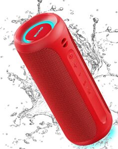 sowo portable bluetooth speaker, waterproof speaker ipx7, 25w loud wirelss speaker with big audio and punchy bass, outdoor bluetooth speaker for party, beach, travel, girls gifts - red