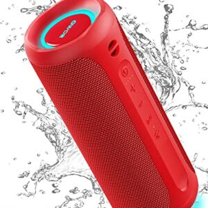 SOWO Portable Bluetooth Speaker, Waterproof Speaker IPX7, 25W Loud Wirelss Speaker with Big Audio and Punchy Bass, Outdoor Bluetooth Speaker for Party, Beach, Travel, Girls Gifts - Red