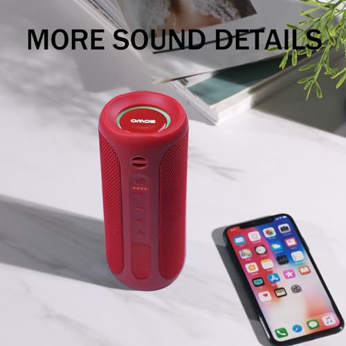 SOWO Portable Bluetooth Speaker, Waterproof Speaker IPX7, 25W Loud Wirelss Speaker with Big Audio and Punchy Bass, Outdoor Bluetooth Speaker for Party, Beach, Travel, Girls Gifts - Red