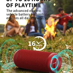 SOWO Portable Bluetooth Speaker, Waterproof Speaker IPX7, 25W Loud Wirelss Speaker with Big Audio and Punchy Bass, Outdoor Bluetooth Speaker for Party, Beach, Travel, Girls Gifts - Red