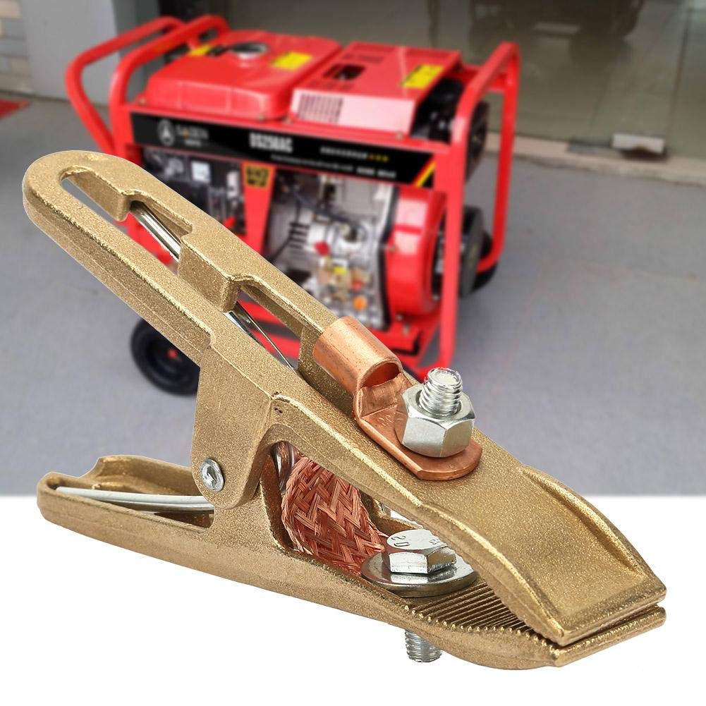 260/300/500A Copper Welding Earth Clip,Brass Material A Shape Ground Welding Earth Clamp Electroplated Ground Clamp for Welding Machine/Manual Welder/Welding Equipment(500A)