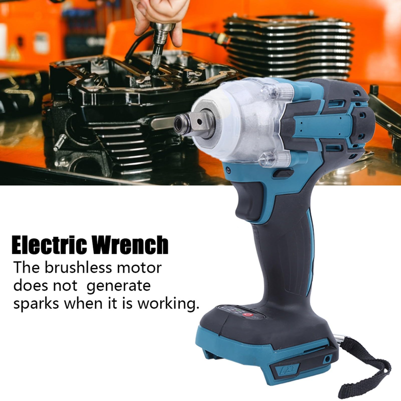 Fafeicy Impact Wrench, 21V Brushless Electric Wrench 520 (Nm) Maximum Torque Rechargeable Brushless Wrench for Makita Battery 18V