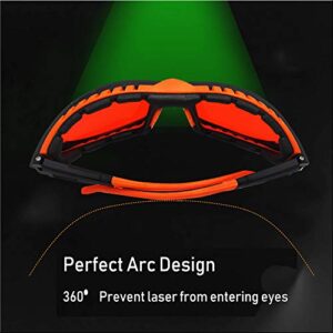 JILERWEAR Professional 180nm-540nm OD 6+ Violet/Blue/Green Laser Safety Glasses for 405nm, 445nm, 450nm,473nm, 532nm Laser Lightweight and Fashion Design