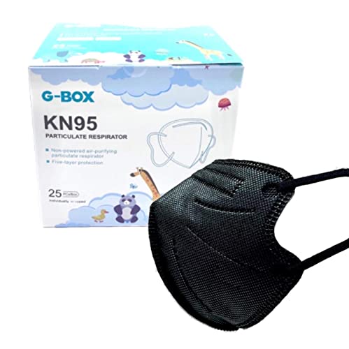 G-BOX Children's 5-Layer Disposable Particulate Respirators (25-pcs, Individually Wrapped) (Charcoal Black)