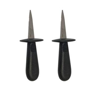 Laguiole Premium Dishwasher Safe Stainless Steel Set of 2 Oyster Knives Shuckers, Black Handle by Clermont Coutellerie