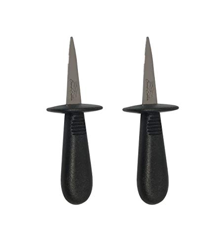 Laguiole Premium Dishwasher Safe Stainless Steel Set of 2 Oyster Knives Shuckers, Black Handle by Clermont Coutellerie