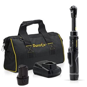 durofix rw1216-32 g12 series 12v li-ion cordless 3/8” 65 ft-lbs. extended ratchet wrench tool kit with 2 batteries and canvas bag