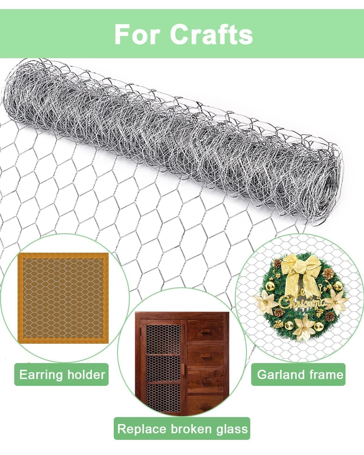 Garden Poultry Chicken Wire Netting - 13.7 '' × 157 '' Garden Fence Animal Barrier, Chicken Wire for Crafts, 1 inch Mesh Poultry Netting Fence, Pet/Rabbit/Chicken Wire Fencing