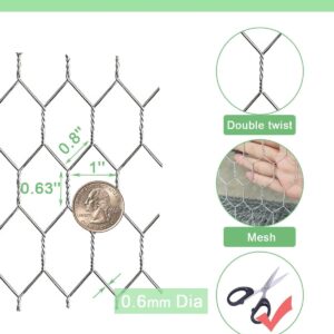 Garden Poultry Chicken Wire Netting - 13.7 '' × 157 '' Garden Fence Animal Barrier, Chicken Wire for Crafts, 1 inch Mesh Poultry Netting Fence, Pet/Rabbit/Chicken Wire Fencing