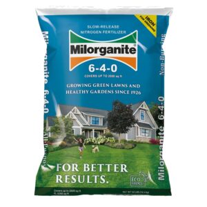 milorganite all-purpose eco-friendly slow-release nitrogen 6-4-0 fertilizer, for lawns, flowers, gardens, 32 pound bag