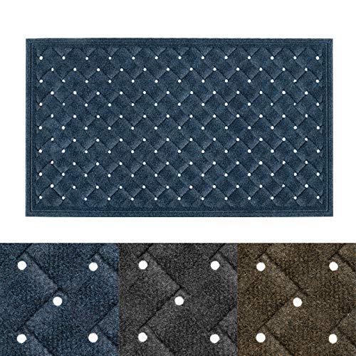 MATALL No Water Holds Outdoor Mat - Non-Slip Front Back Washable Doormat, Low-Profile Heavy Duty Welcome Entrance Way Rug (29.5x17, Navy Blue)