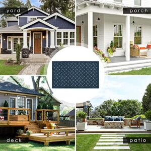 MATALL No Water Holds Outdoor Mat - Non-Slip Front Back Washable Doormat, Low-Profile Heavy Duty Welcome Entrance Way Rug (29.5x17, Navy Blue)