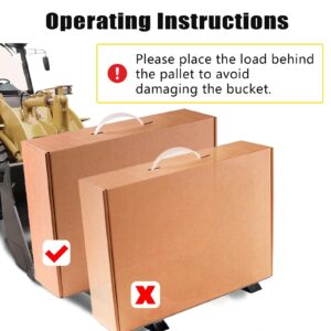 Pallet Forks Clamp On for Tractor Bucket w/Adjustable Stabilizer Bar -43" 2000lbs Capacity Max Tractor Bucket Forks（43inch Total Length）