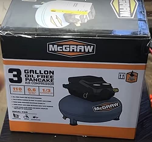 3 Gallon 1/3 HP 110 PSI Oil-Free Pancake Air Compressor