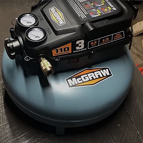 3 Gallon 1/3 HP 110 PSI Oil-Free Pancake Air Compressor