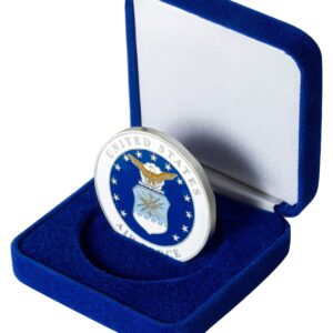 Never Forget 9/11 United We Stand Challenge Coin and Blue Velvet Display Box
